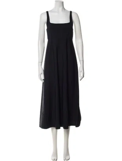 Pre-owned Scanlan Theodore Square Neckline Midi Length Dress In Blue