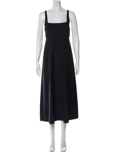 Pre-owned Scanlan Theodore Square Neckline Midi Length Dress In Blue