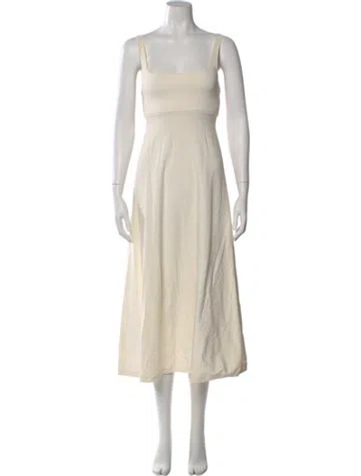 Pre-owned Scanlan Theodore Square Neckline Midi Length Dress In Neutral
