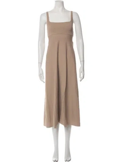 Pre-owned Scanlan Theodore Square Neckline Midi Length Dress In Neutrals