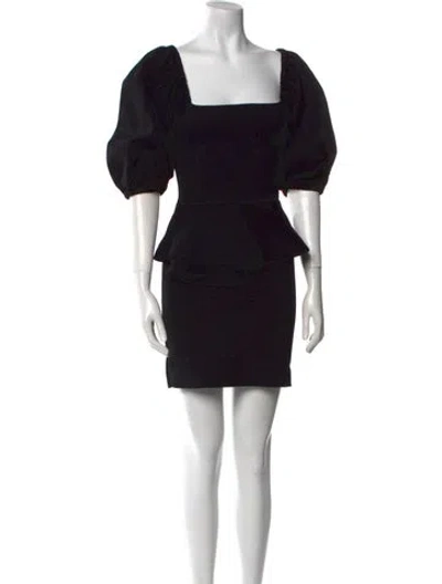 Pre-owned Scanlan Theodore Square Neckline Mini Dress In Black