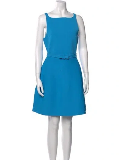 Pre-owned Scanlan Theodore Square Neckline Mini Dress In Blue