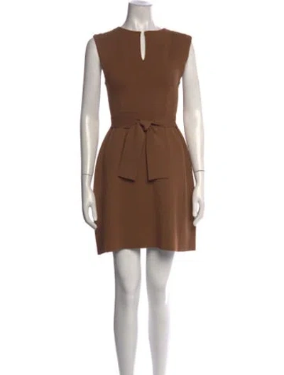 Pre-owned Scanlan Theodore Square Neckline Mini Dress In Brown