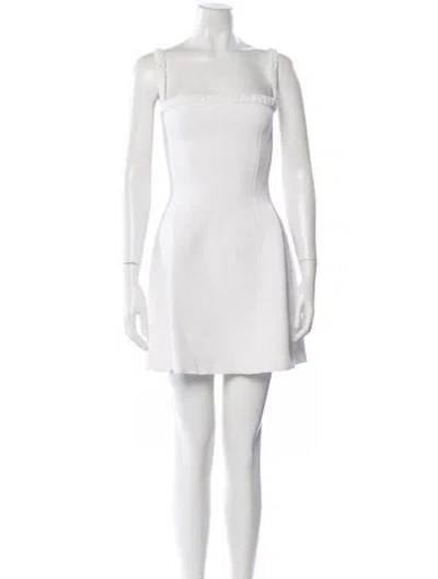 Pre-owned Scanlan Theodore Square Neckline Mini Dress In White
