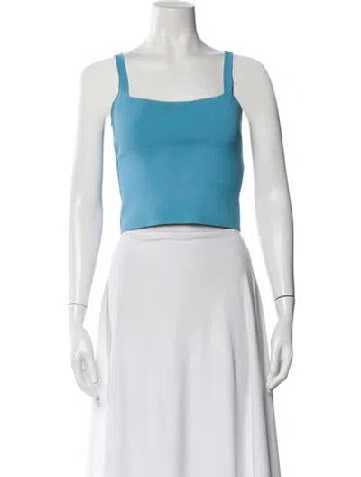 Pre-owned Scanlan Theodore Square Neckline Sleeveless Crop Top In Blue