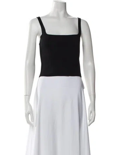 Pre-owned Scanlan Theodore Square Neckline Sleeveless Crop Top In Gray