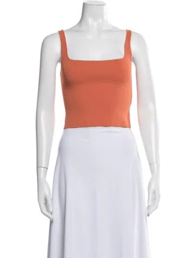 Pre-owned Scanlan Theodore Square Neckline Sleeveless Crop Top In Neutrals
