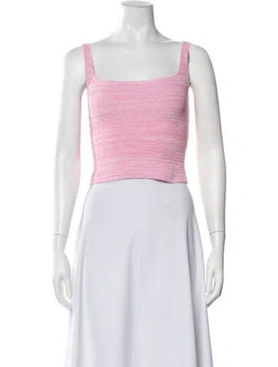 Pre-owned Scanlan Theodore Square Neckline Sleeveless Crop Top In Pink