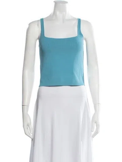 Pre-owned Scanlan Theodore Square Neckline Sleeveless Top In Blue