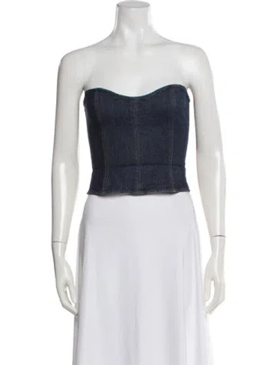 Pre-owned Scanlan Theodore Strapless Crop Top In Black
