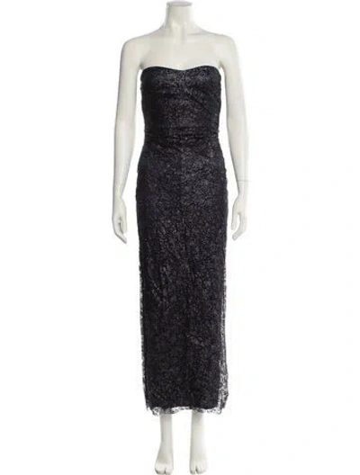 Pre-owned Scanlan Theodore Strapless Midi Length Dress In Black