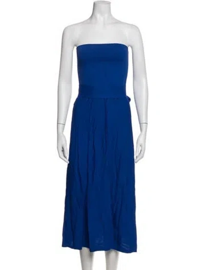 Pre-owned Scanlan Theodore Strapless Midi Length Dress In Blue