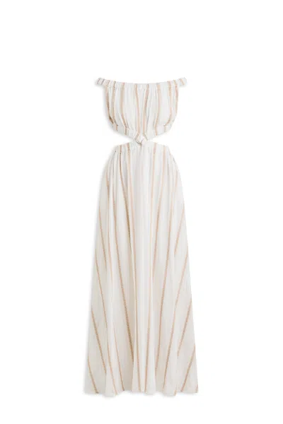Scanlan Theodore Stripe Braided Gathered Dress In Multi
