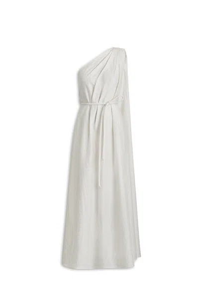 Scanlan Theodore Stripe Sequin One Shoulder Dress In Neutral