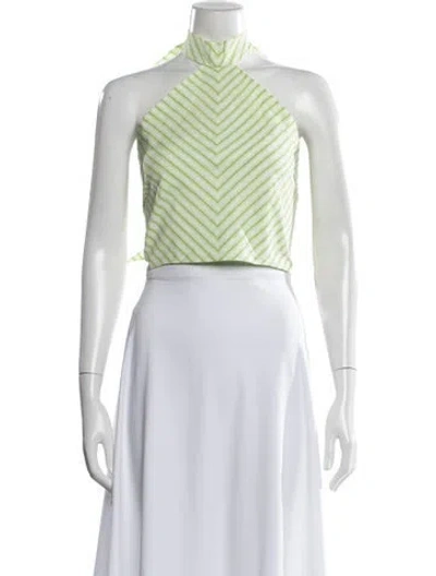 Pre-owned Scanlan Theodore Striped Halterneck Crop Top In Green