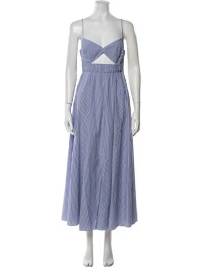 Pre-owned Scanlan Theodore Striped Long Dress In Blue