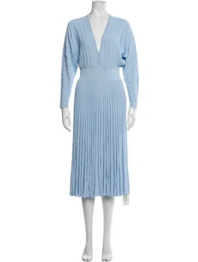 Pre-owned Scanlan Theodore Striped Midi Length Dress In Blue
