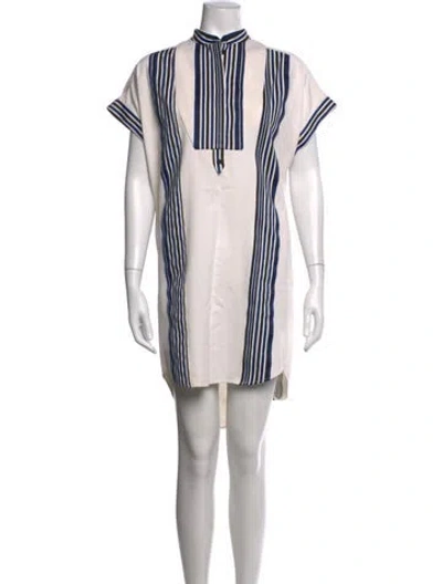Pre-owned Scanlan Theodore Striped Mini Dress In White