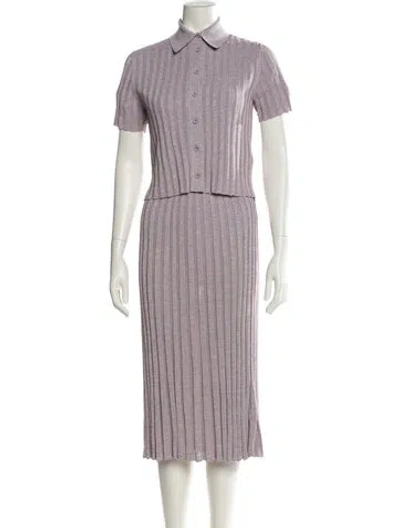 Pre-owned Scanlan Theodore Striped Pleated Accents Skirt Set In Purple