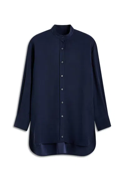 Scanlan Theodore Sueded Silk Crew Neck Shirt In Blue