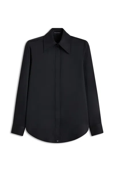 Scanlan Theodore Sueded Silk Shoulder Pad Shirt In Black