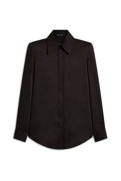 Scanlan Theodore Sueded Silk Shoulder Pad Shirt In Brown