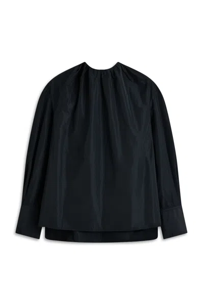 Scanlan Theodore Taffeta Gather Neck Top In Black