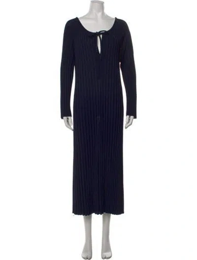 Pre-owned Scanlan Theodore Tie Neck Long Dress In Blue