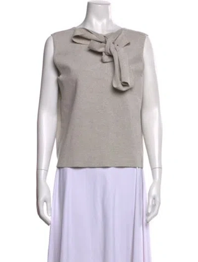 Pre-owned Scanlan Theodore Tie Neck Sleeveless Top In Gray