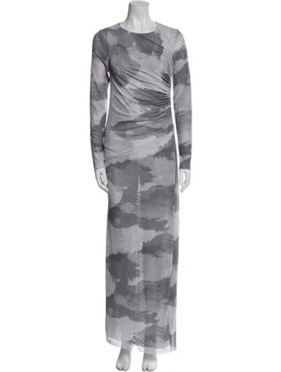 Pre-owned Scanlan Theodore Tie-dye Print Long Dress W/ Tags In Gray