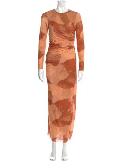 Pre-owned Scanlan Theodore Tie-dye Print Long Dress W/ Tags In Orange