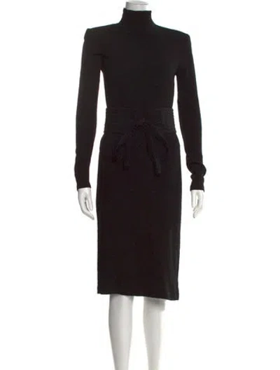 Pre-owned Scanlan Theodore Turtleneck Knee-length Dress In Black