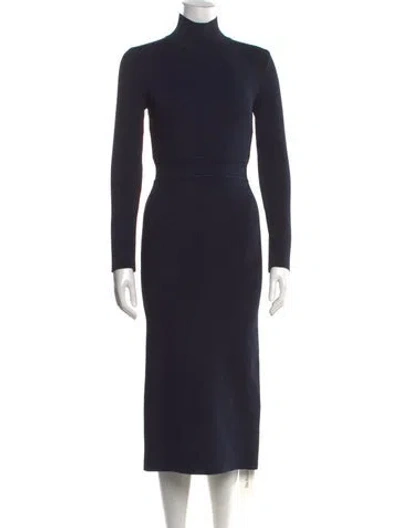 Pre-owned Scanlan Theodore Turtleneck Knee-length Dress In Blue