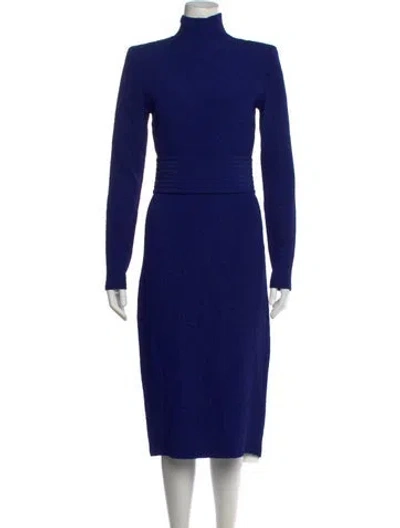 Pre-owned Scanlan Theodore Turtleneck Knee-length Dress In Blue