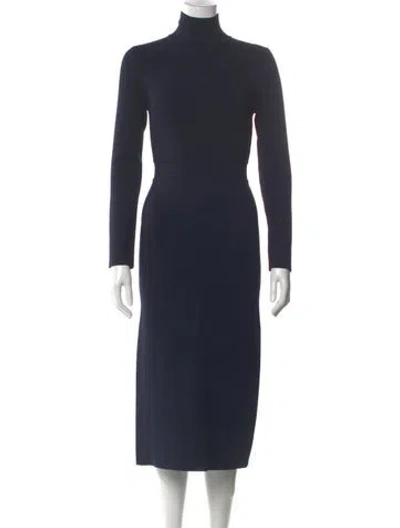 Pre-owned Scanlan Theodore Turtleneck Knee-length Dress W/ Tags In Blue