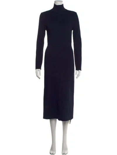 Pre-owned Scanlan Theodore Turtleneck Long Dress In Black