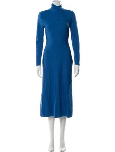 Pre-owned Scanlan Theodore Turtleneck Long Dress In Blue