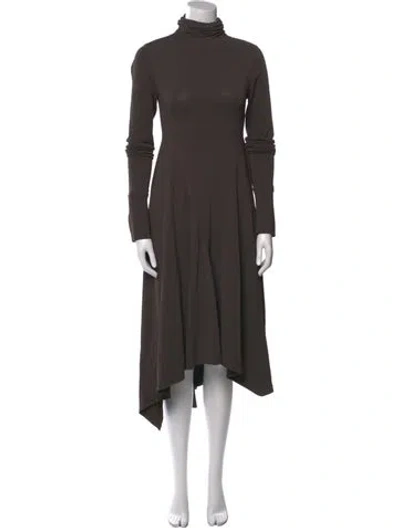 Pre-owned Scanlan Theodore Turtleneck Long Dress In Gray