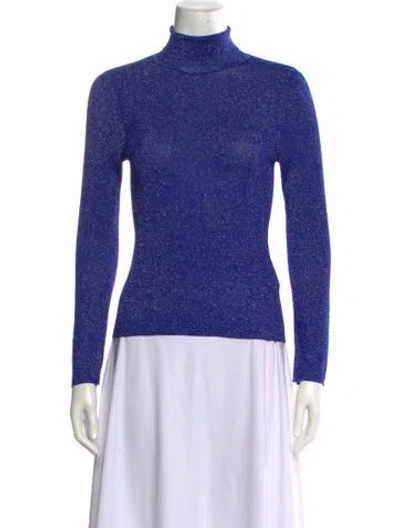 Pre-owned Scanlan Theodore Turtleneck Long Sleeve Top In Blue