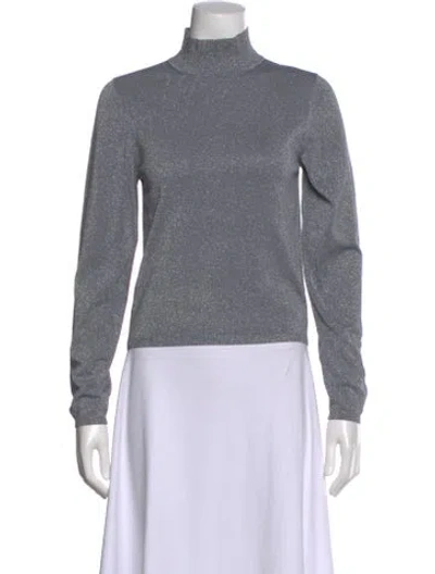 Pre-owned Scanlan Theodore Turtleneck Long Sleeve Top In Gray