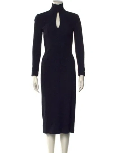 Pre-owned Scanlan Theodore Turtleneck Midi Length Dress In Black