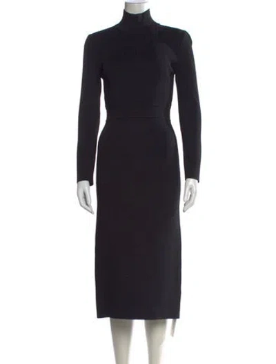 Pre-owned Scanlan Theodore Turtleneck Midi Length Dress In Black