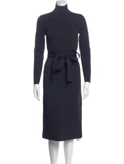 Pre-owned Scanlan Theodore Turtleneck Midi Length Dress In Blue