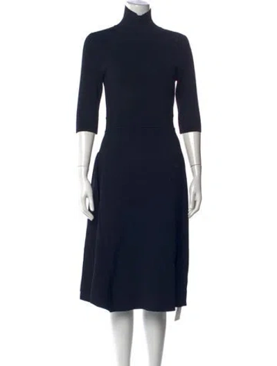 Pre-owned Scanlan Theodore Turtleneck Midi Length Dress In Blue