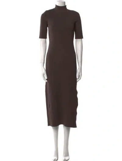 Pre-owned Scanlan Theodore Turtleneck Midi Length Dress In Brown