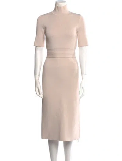 Pre-owned Scanlan Theodore Turtleneck Midi Length Dress In Neutral
