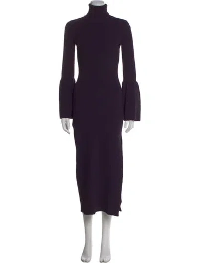 Pre-owned Scanlan Theodore Turtleneck Midi Length Dress In Purple