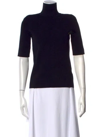 Pre-owned Scanlan Theodore Turtleneck Short Sleeve Top In Black