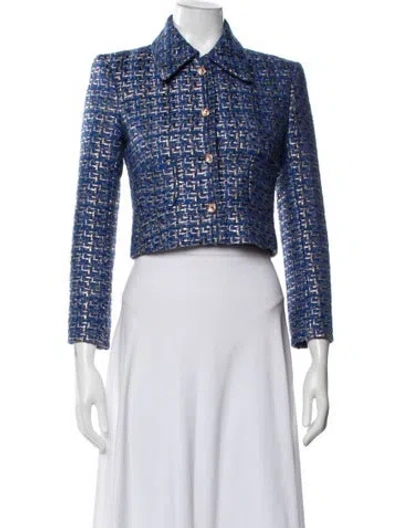 Pre-owned Scanlan Theodore Tweed Pattern Blazer In White