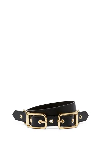 Scanlan Theodore Twin Saddle Buckle Belt 2.5 In Black